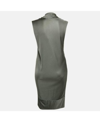 Women's Grey Jersey Cowl Neck Sleeveless Short Dress