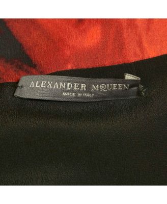 Women's Black And Orange Floral Print Silk Maxi Dress