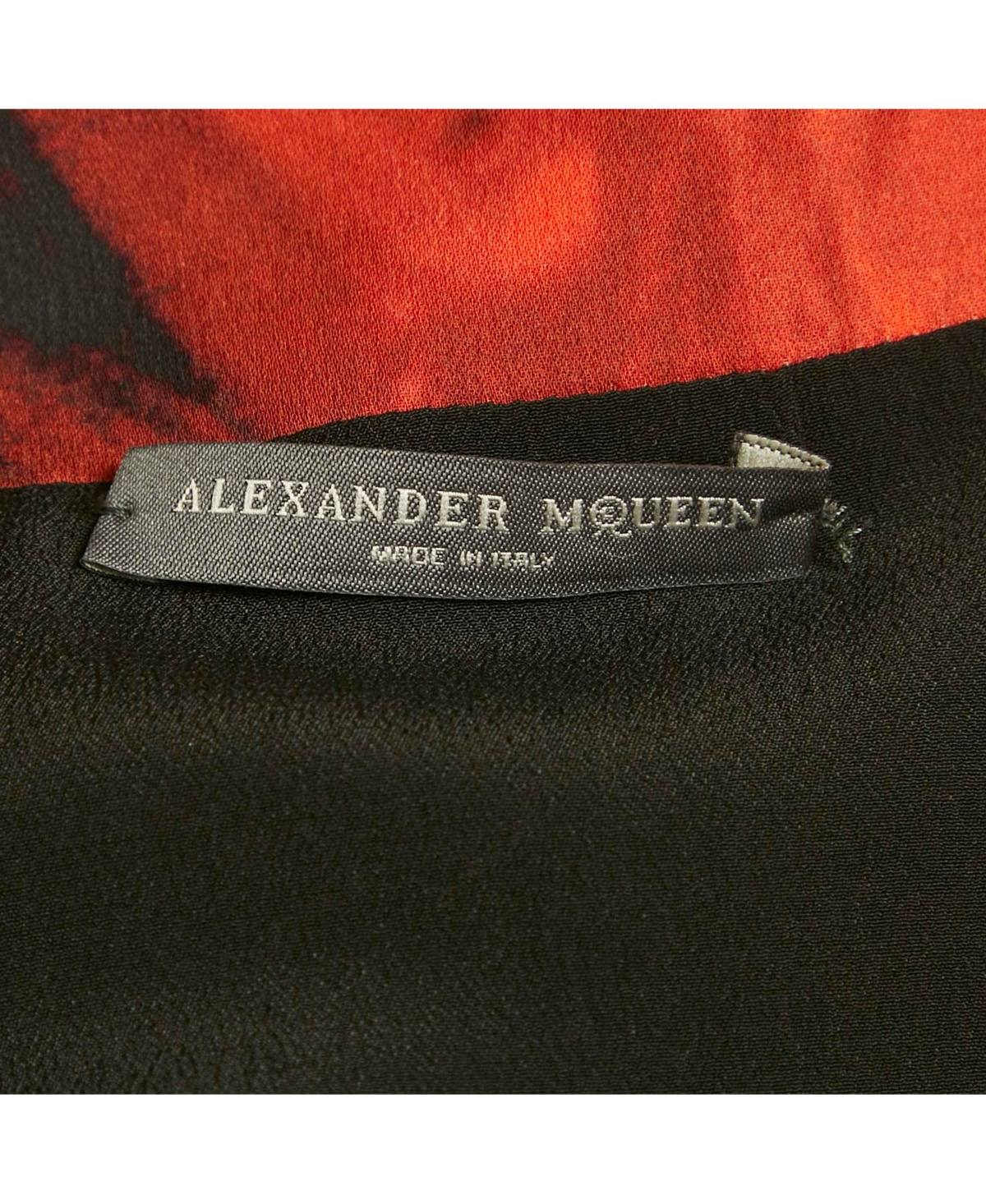 Pre-Owned Alexander Mcqueen Women's Black And Orange Floral Print Silk Maxi Dress