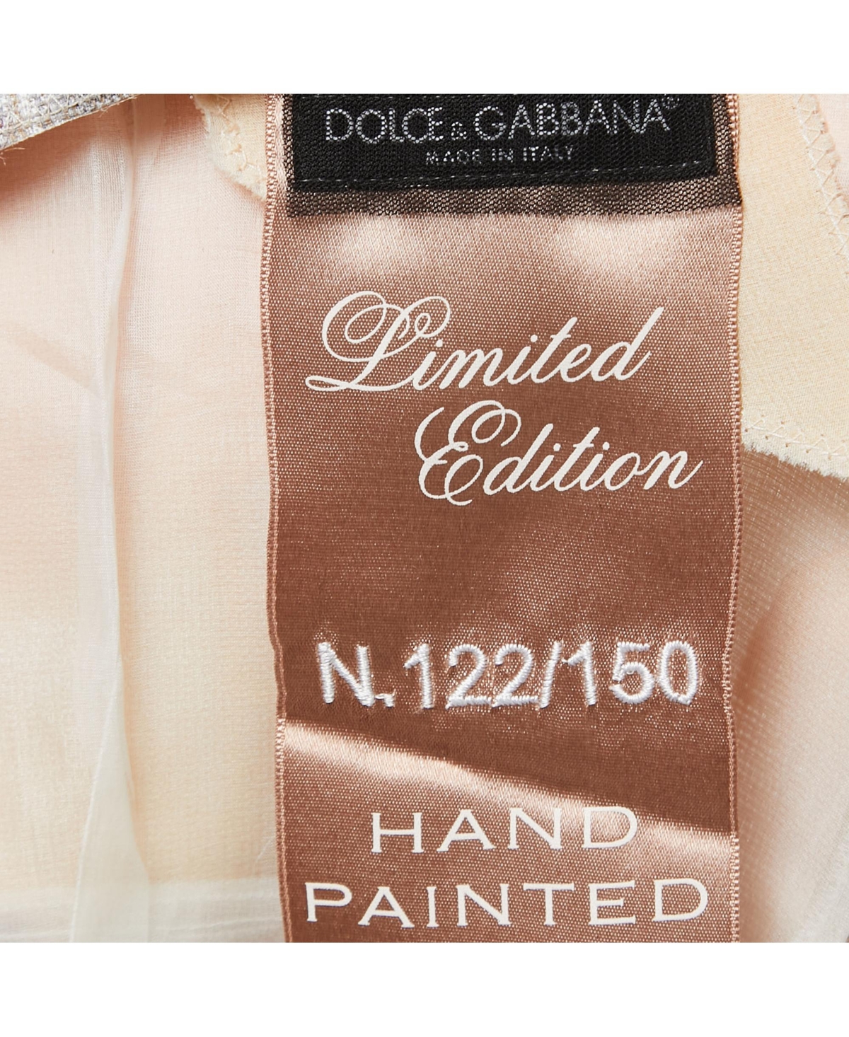 Pre-Owned Dolce & Gabbana Women's Beige Floral Hand Painted Canvas Limited Edition Midi Dress