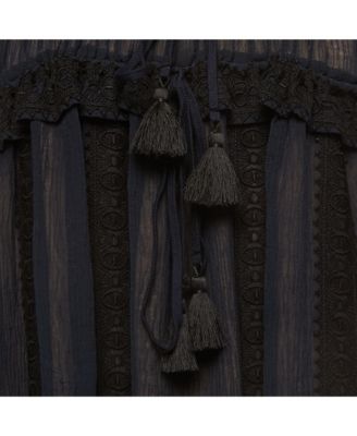 Women's Navy Blue Cotton & Silk Mini Dress