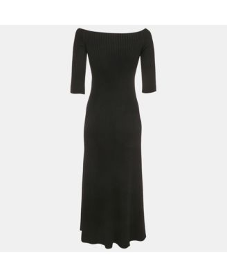 Women's Pre-Owned Chlo&eacute Black Rib Knit High Neck Flared Midi Dress