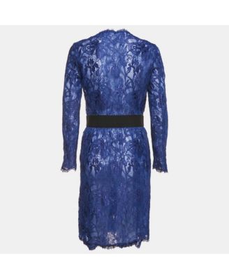Women's Black Lace Button Front Midi Dress