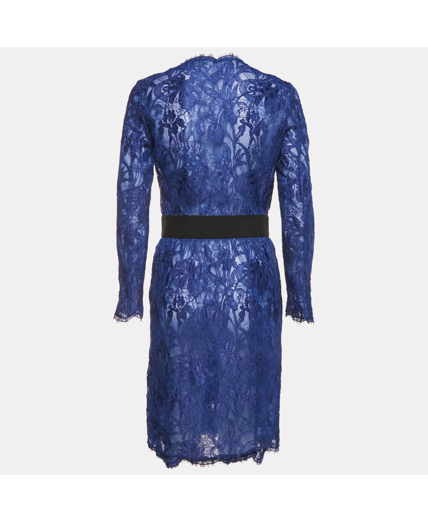 Women's Black Lace Button Front Midi Dress