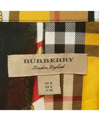 Women's Multicolor Archive Scarf Print Check Cotton Shirt Dress