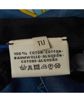 Women's Blue Printed Sheer Cotton Kaftan Mini Dress One