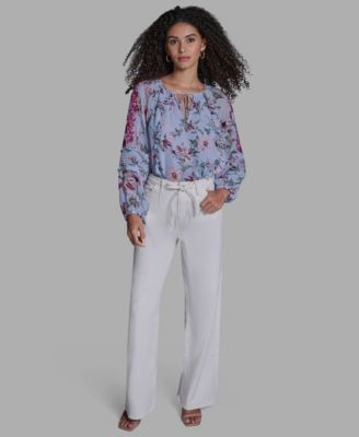 Women's Long-Sleeve Tie Detail Pull-On Top