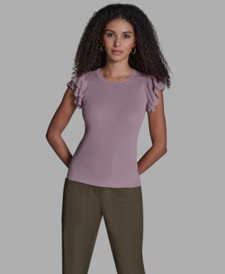 Women's Crewneck Ruffle Sleeve Sweater Top