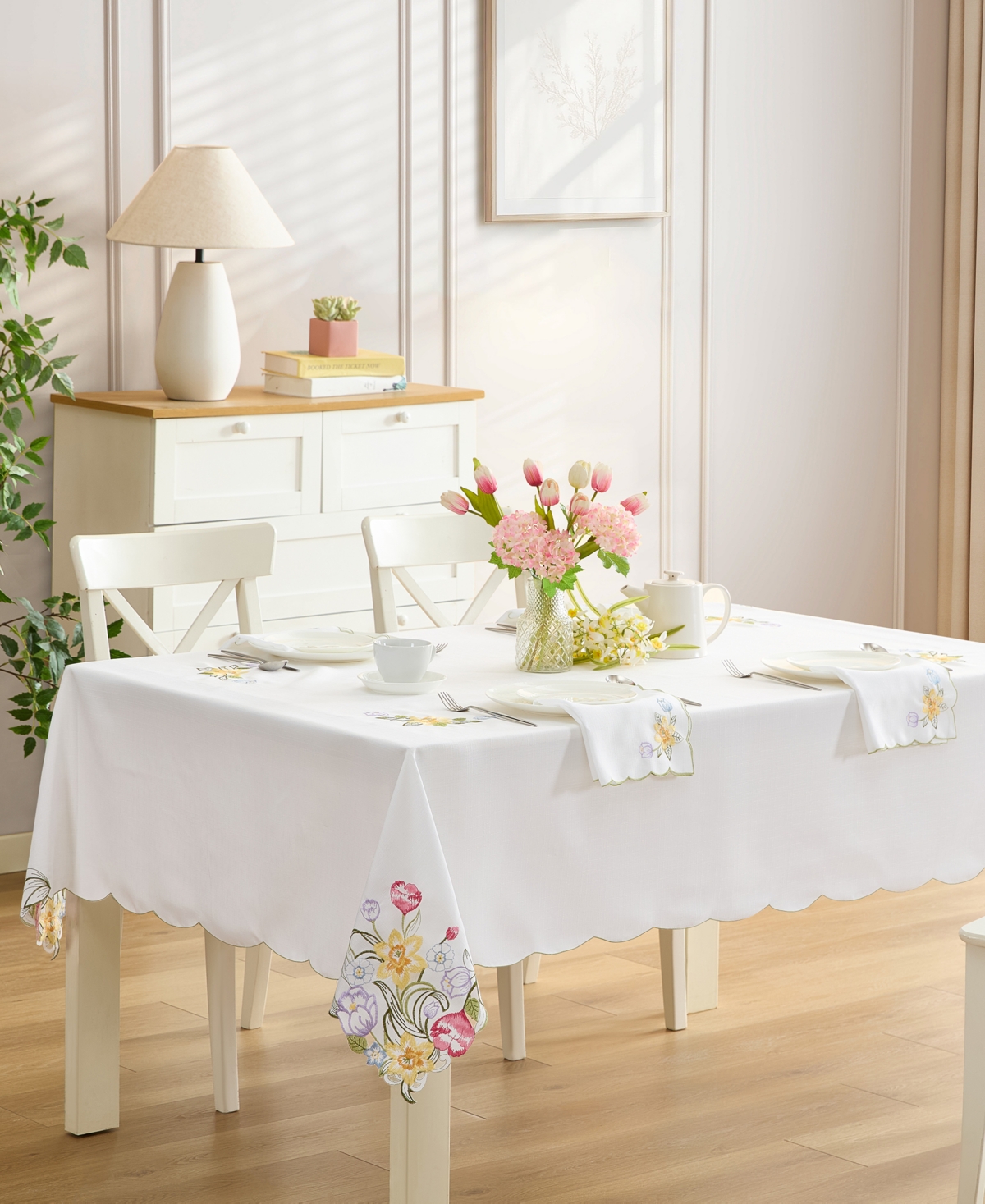 Elrene Embroidered Floral Cutwork Tablecloth, 60" x 120"