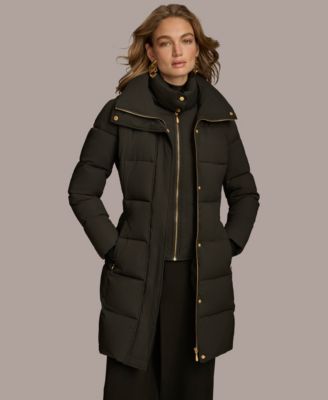 Women's Belted Bibbed Puffer Coat