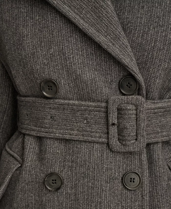 Women's Double-Breasted Belted Wrap Coat - thumbnail 7