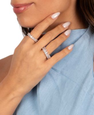 Curved Cubic Zirconia Rhodium Plated Multi Pear Eternity Ring