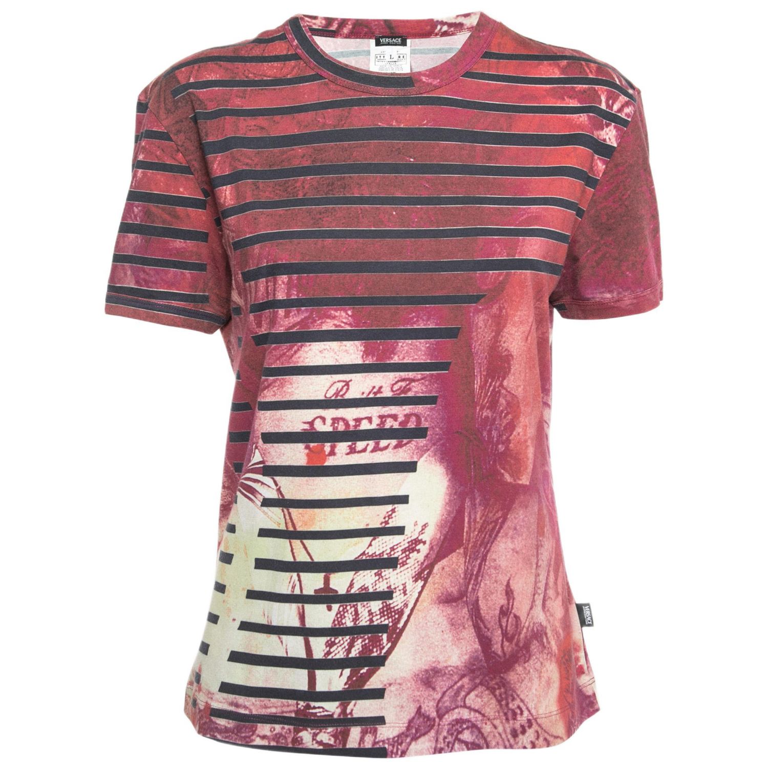 Women's Jeans Couture Pink All-Over Print Stretch Cotton Short Sleeve T-Shirt