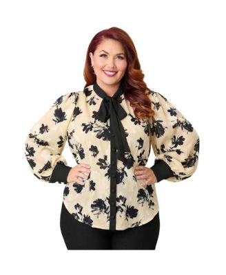 Plus Size Long Sleeve Neck Tie Gwen Blouse