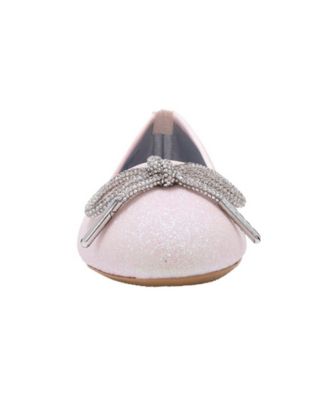 Girls' 1-13 Rhinestone Bow Glitter Ballet Flats