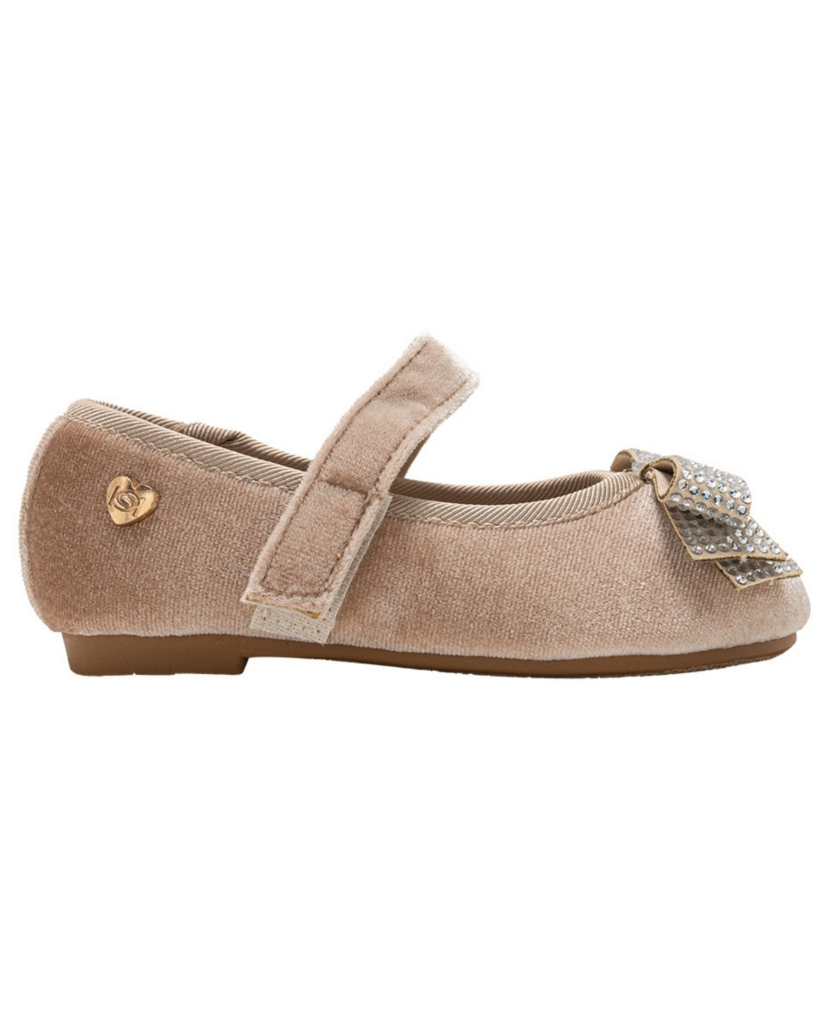 Bebe Girls' Toddler 5T-9T Velvet Rhinestone Bow Flats