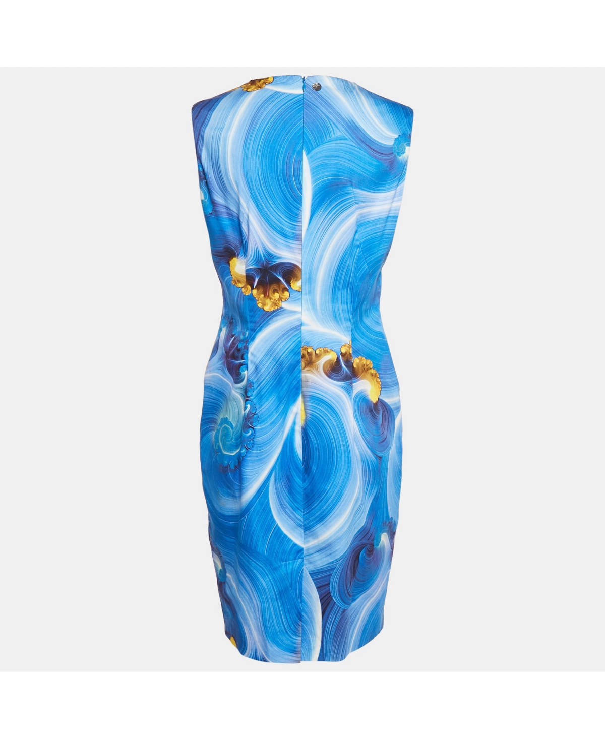 Pre-Owned Versace Women's Collection Blue Abstract Print Cotton Sleeveless Short Dress