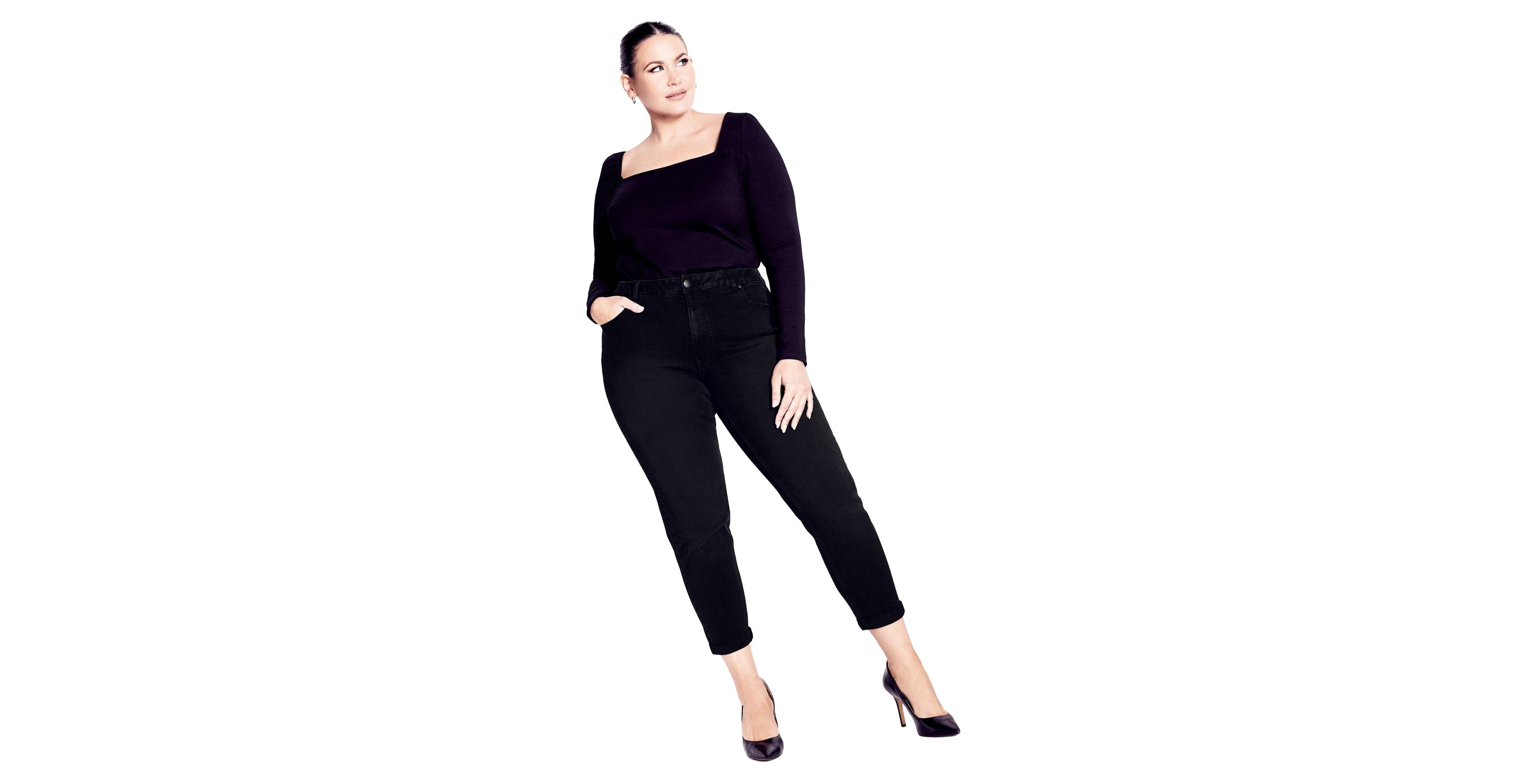 Avenue Women's Plus Tall Denim Girlfriend Stretch Jean