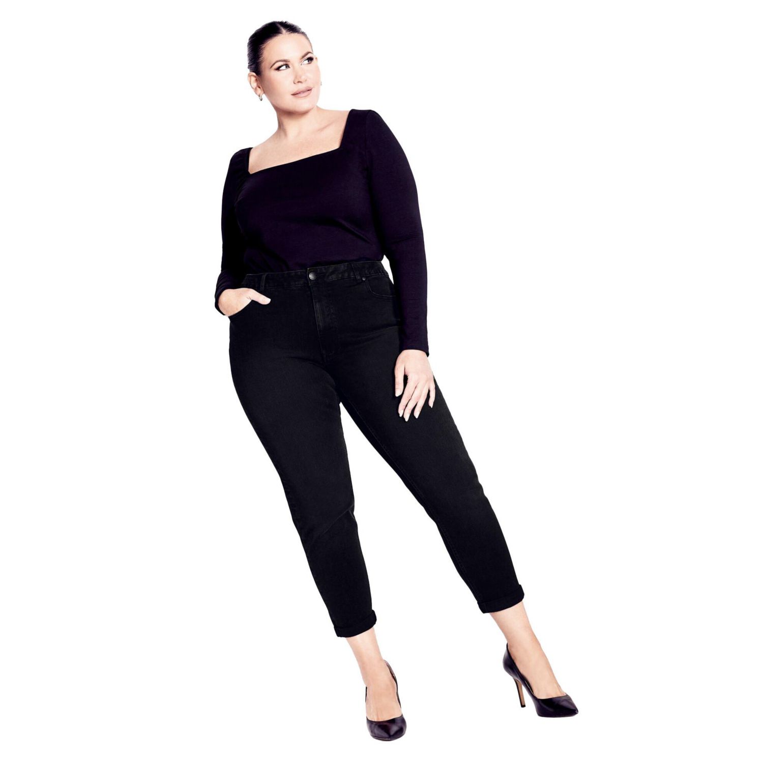 Women's Plus Size Tall Denim Girlfriend Stretch Jean