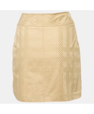Women's Beige Cotton Jacquard Mini Wrap Skirt