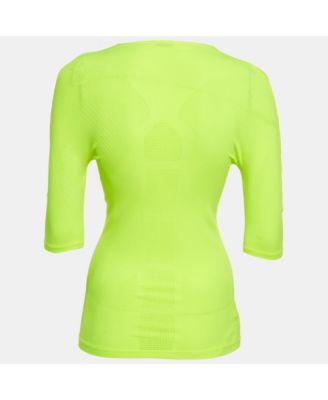 Women's Acid Green Logo Print Mesh Jersey Fitted Top