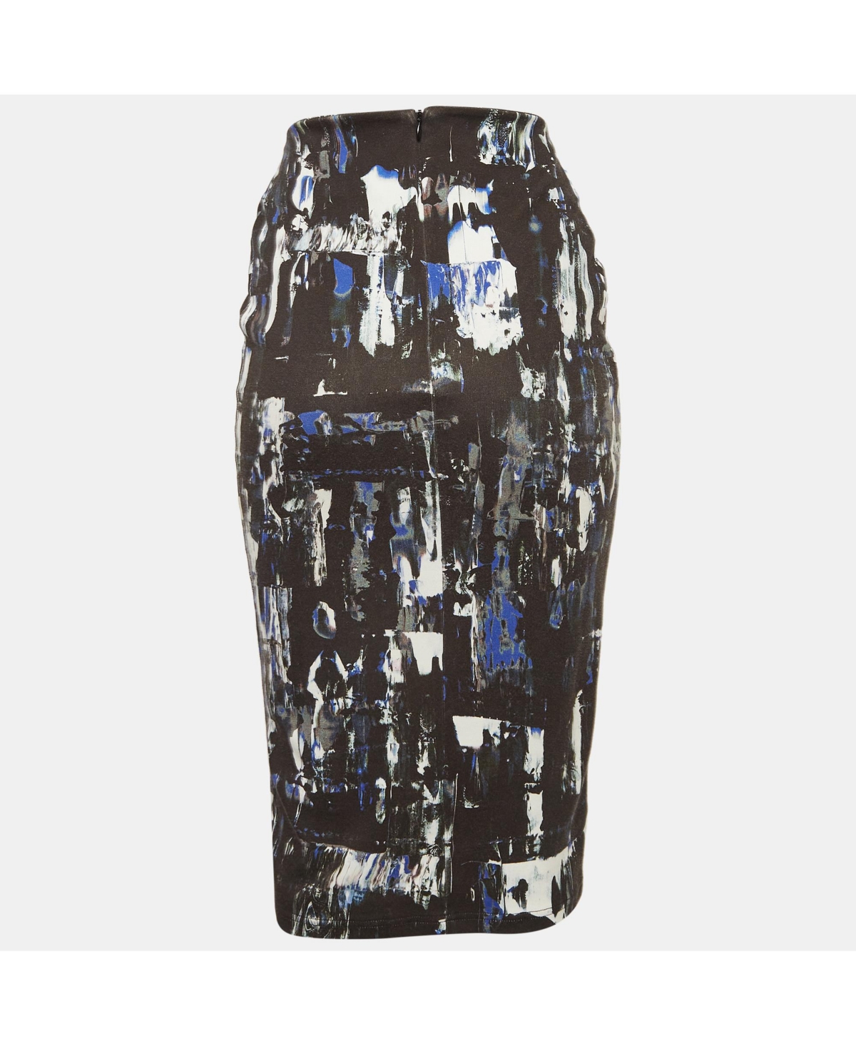 Pre-Owned Alexander Mcqueen Women's Pre-Owned Mcq By Alexander Mcqueen Black Jersey Printed Pencil Midi Skirt