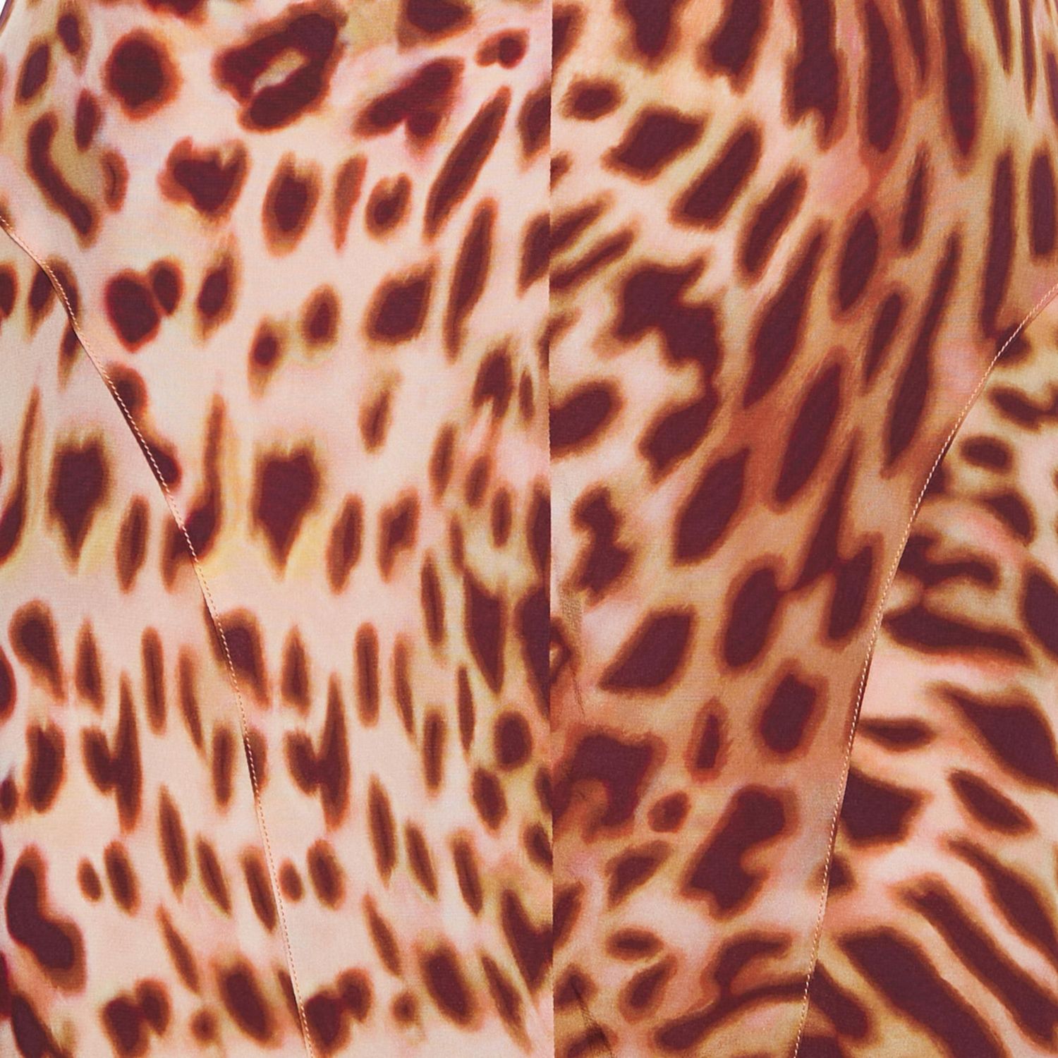 Women's Pink/brown Leopard Print Silk Flared Midi Skirt