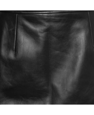 Women's Black Leather Cut Out Pencil Skirt