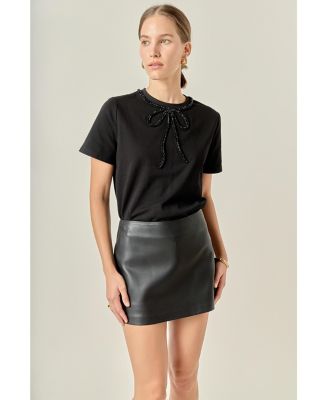 Women's Beaded Bow T-Shirt
