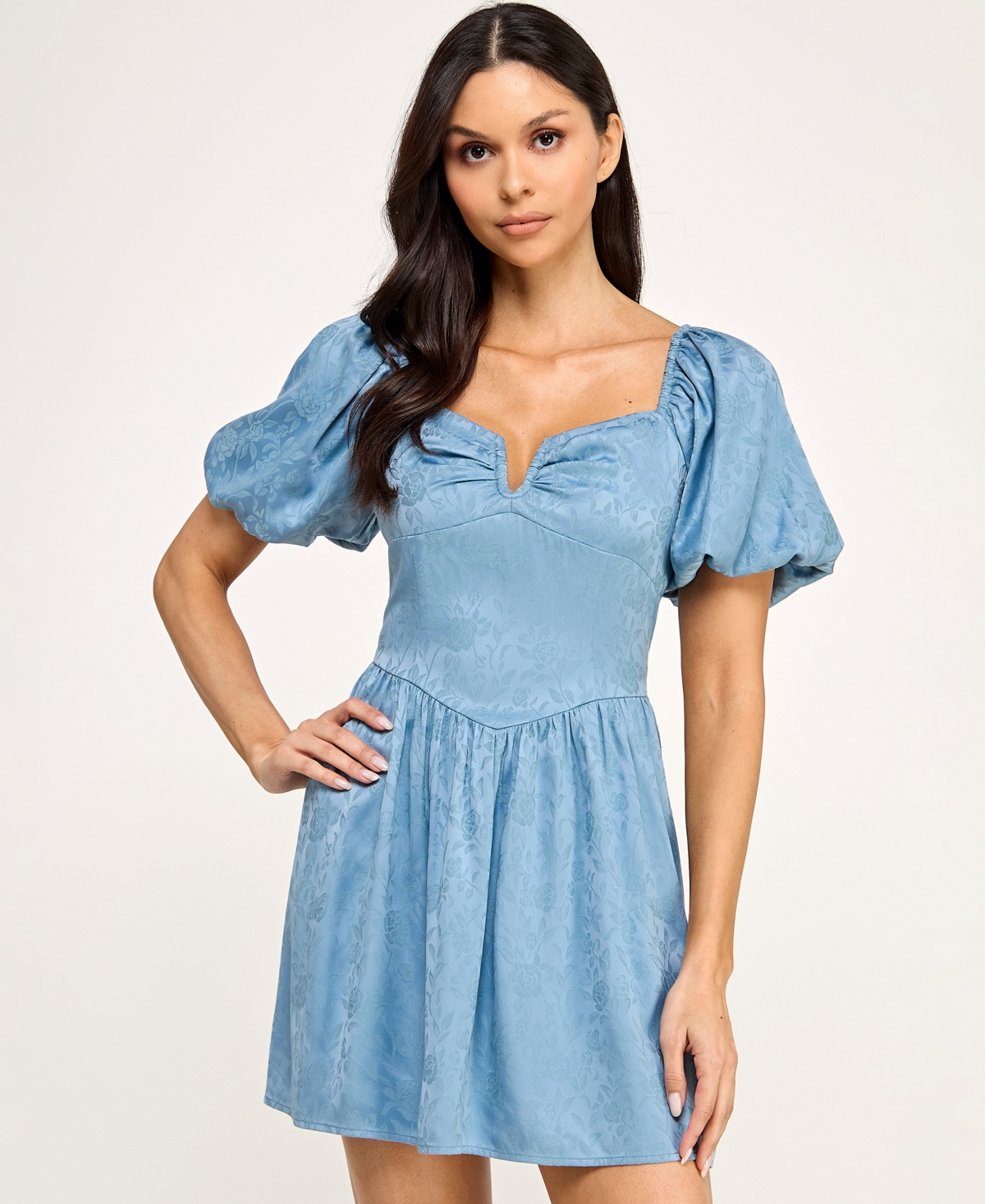 City Studios Juniors' V-Neck Puff-Sleeve Dress