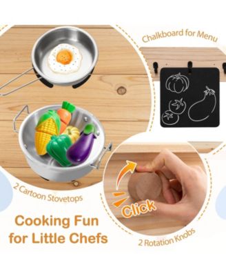 Mud Kitchen with Detachable Sandbox Outdoor Play Pretend Kitchen with Stoves