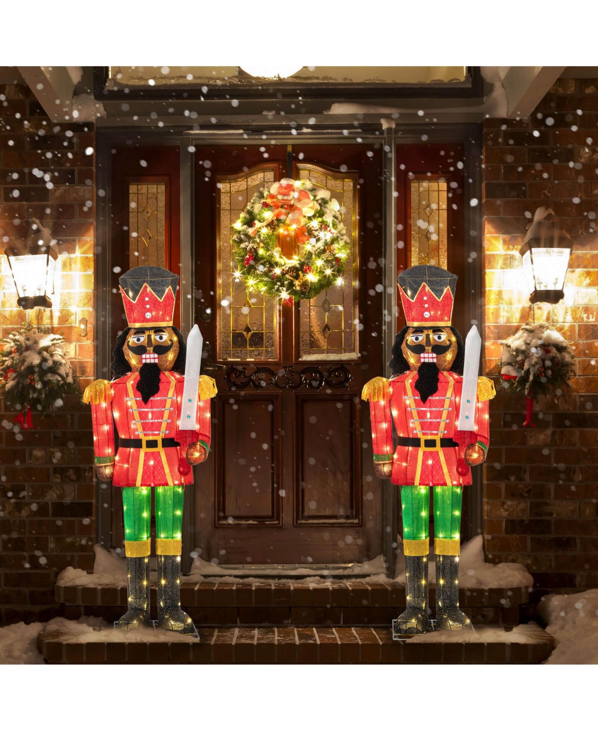 Costway 5 Ft Lighted Christmas Nutcracker with Glitter Sword
