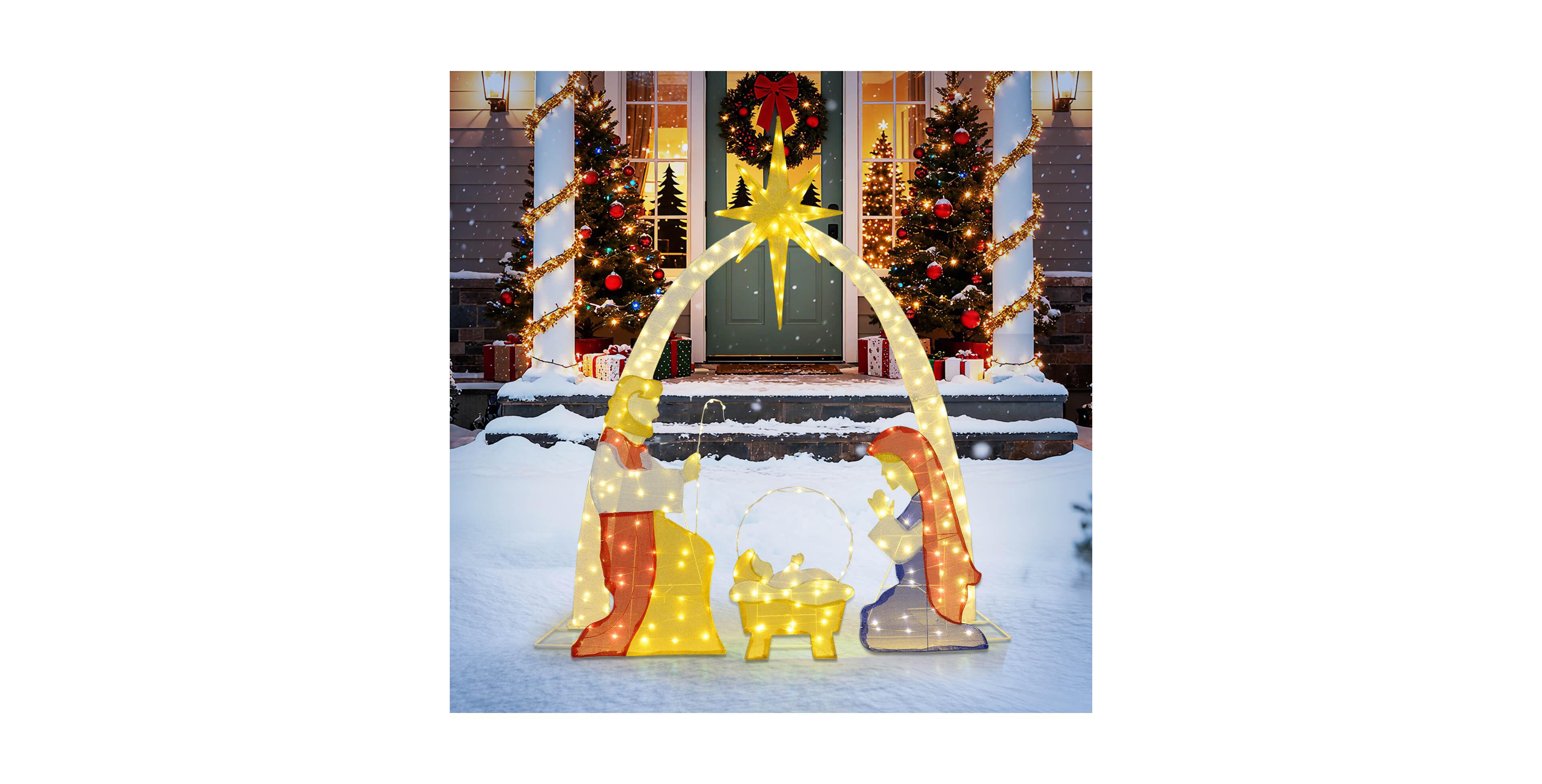 6 Ft Lighted Nativity Scene with 240 Warm White Led Lights for Yard