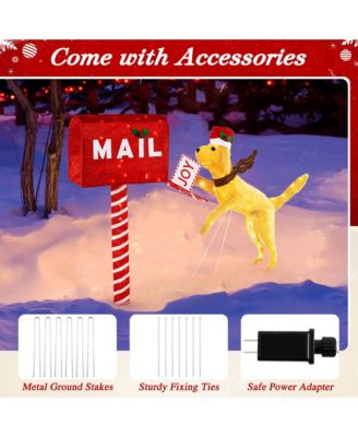 3.5 FT Lighted Dachshund Climbing Mailbox Pre-Lit Christmas Holiday Decoration