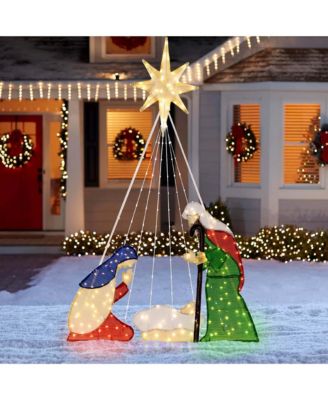 6 FT Lighted Nativity Scene with 240 LED Lights Zip Ties & Ground Stakes