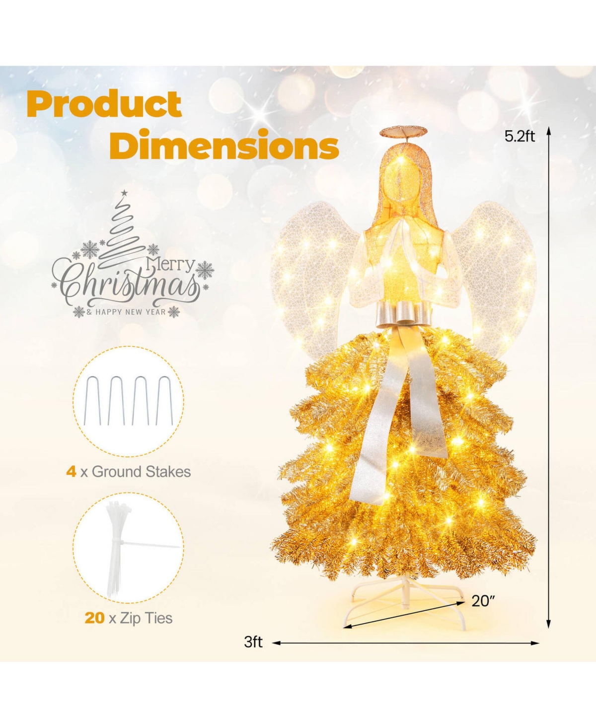 Costway 3 Pcs Lighted Penguin Family with 194 Led Lights Zip Ties & Ground Stakes