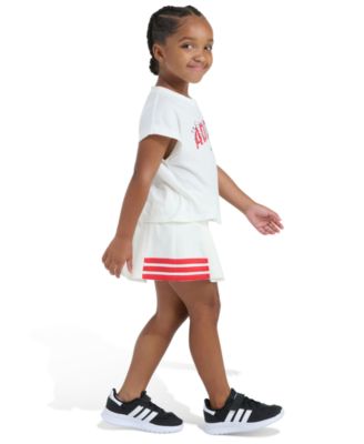 Girls' 2T-6X Crewneck T-Shirt and Pleated Skort, 2-Piece Set