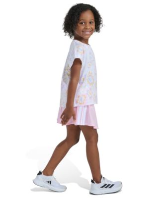Girls' 2T-6X Printed Box T-Shirt and Wrap Skort, 2-Piece Set