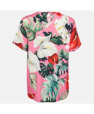 Women's Tropical Print Silk Top