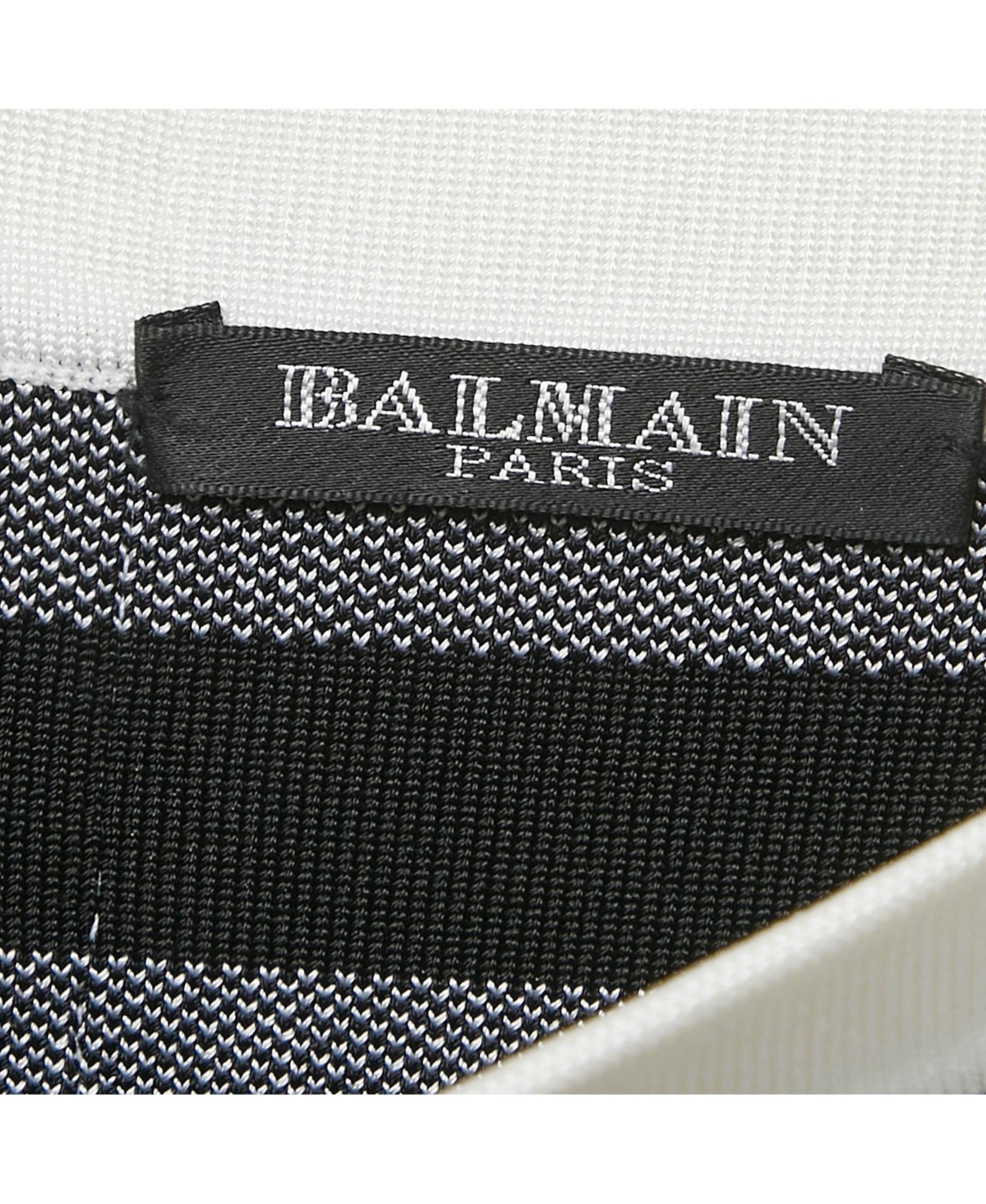 Pre-Owned Balmain Women's White/black Intarsia Knit Zip-Up Pencil Midi Skirt