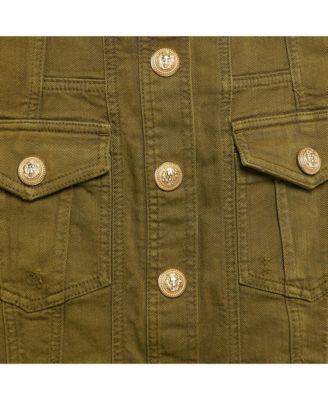 Women's Olive Green Distressed Denim Accents Mini Skirt