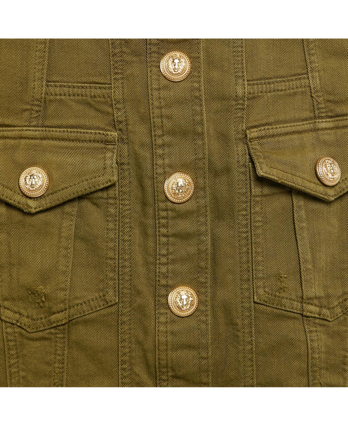 Pre-Owned Balmain Women's Olive Green Distressed Denim Accents Mini Skirt