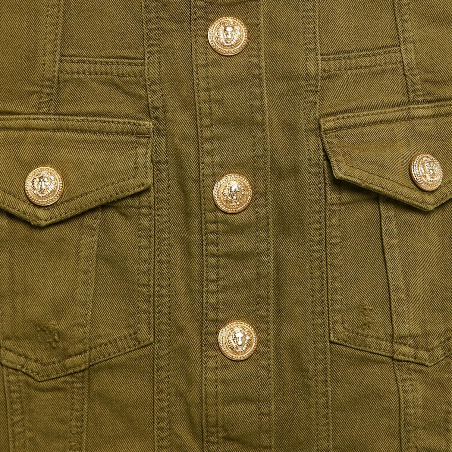 Women's Olive Green Distressed Denim Accents Mini Skirt
