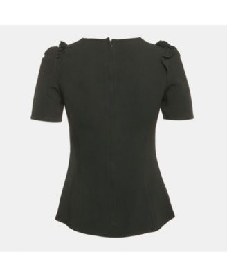 Women's Black Crepe Ruffled Top