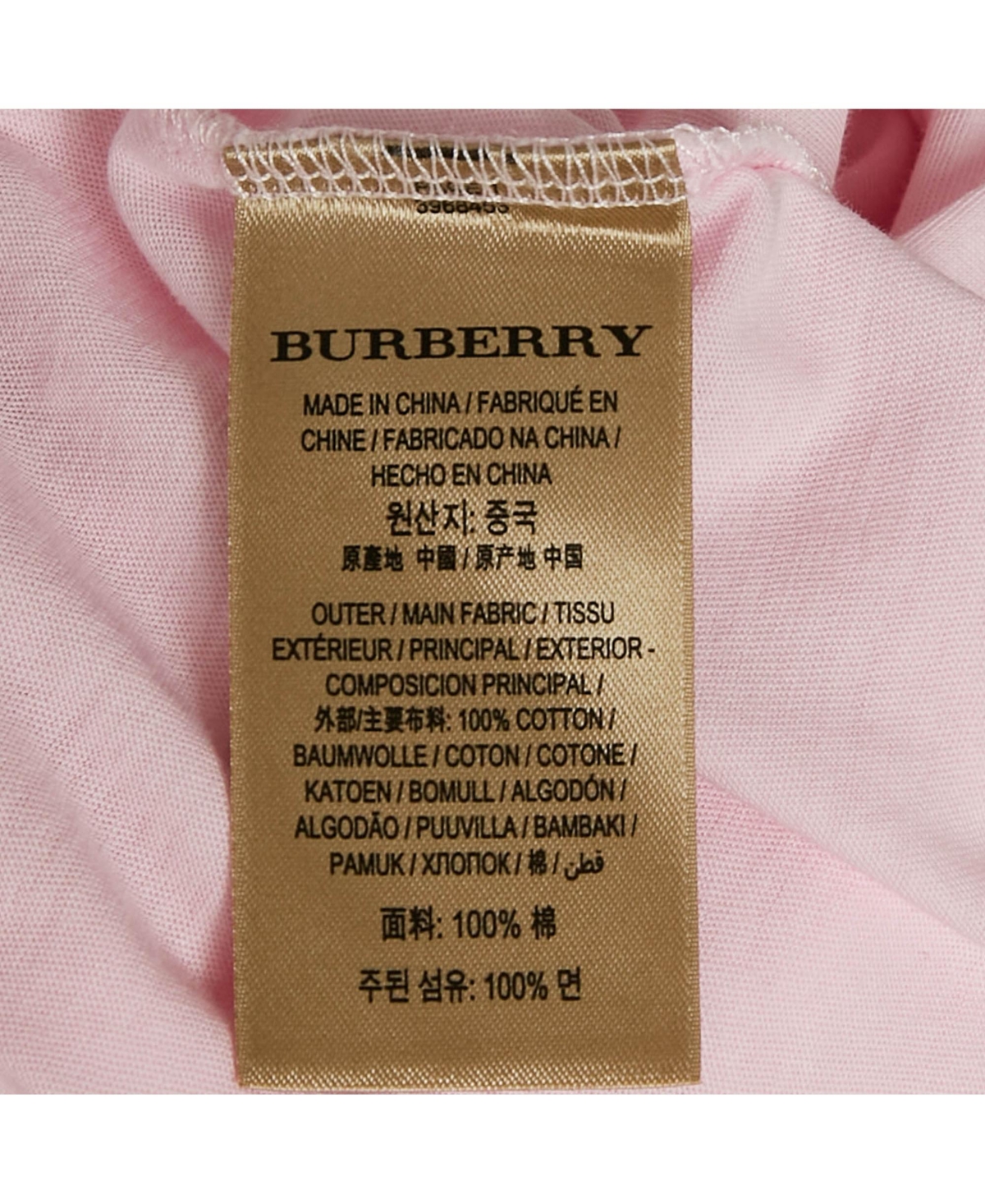 Pre-Owned Burberry Women's Pink Logo Embroidered Cotton V-Neck T-Shirt