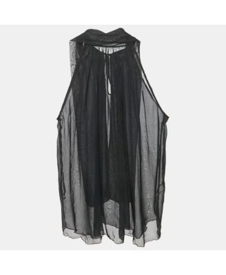 Women's D&g Black Crinkled Silk Sleeveless Top