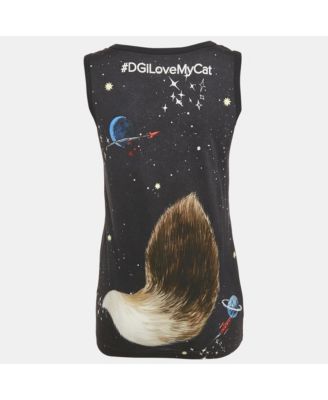 Women's Spaghetti Cat Print Jersey Tank Top