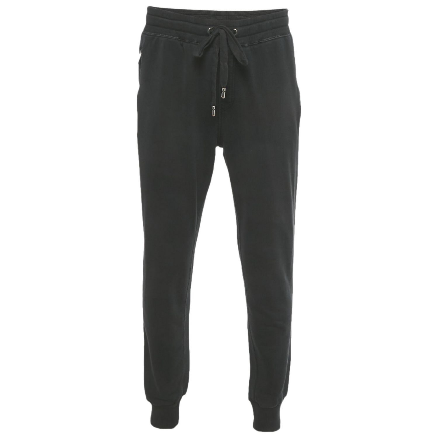 Men's Black Cotton Logo Plaque Detail Joggers