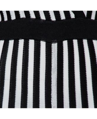 Women's Monochrome Striped Knit Faux Wrap Jumpsuit