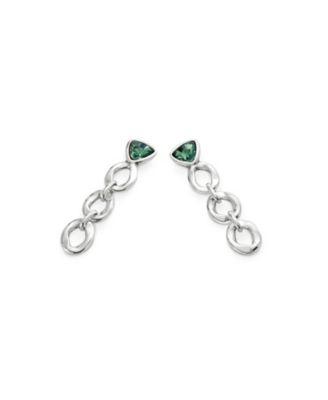 Silver Plated Dazzling Green Crystal Drop Earrings